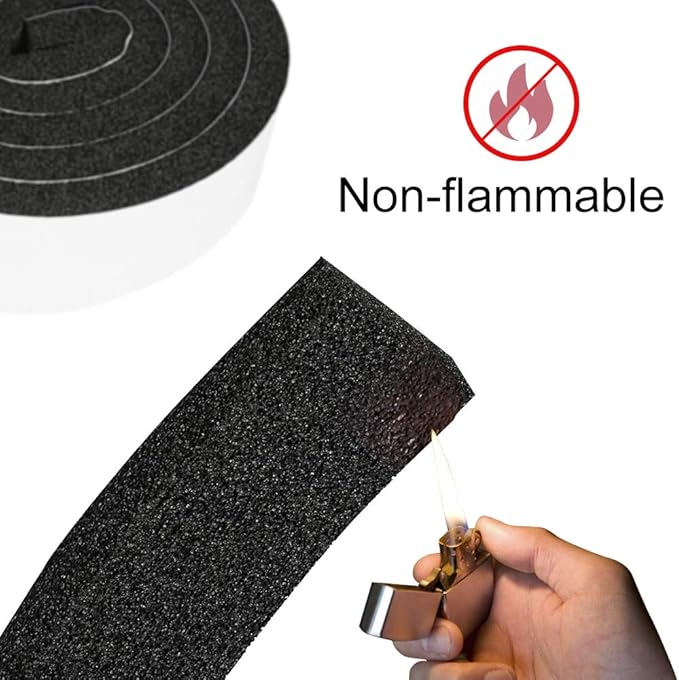 2 Rolls 2 Inch W 1/2 Inch T Weather Stripping Air Conditioner Open Cell Foam Seal Tape, Window Insulation High Resilience Seal Strip for Doors Window,Total 11FT