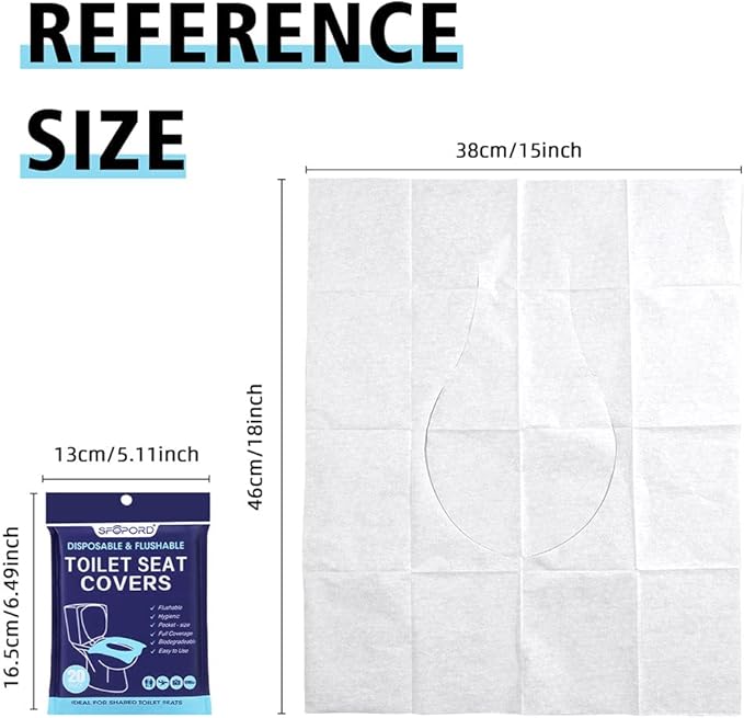 XL 100PCS Toilet Seat Covers Disposable - Flushable Paper Toilet Seat Cover is Travel Accessories, Travel Essentials for Public Restrooms, Airplane, Campin