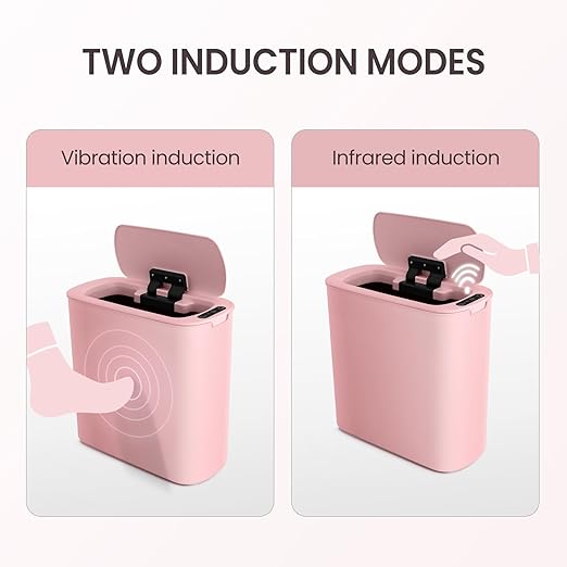 Cesun Automatic Motion Sensor Bathroom Trash Can with Lid, 2.6 Gallon Touchless Trash Bin, Smart Plastic Slim Garbage Can Small Wastebasket for Toilet, Office, rv, Bedroom, Living Room, Pink