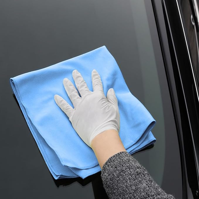 Mr. Lustre Microfiber Glass Cleaning Towels for Cars – 16 x 16 in, Ultra-Fine, Streak-Free, Lint-Free, Scratch-Free Auto Detailing Cloths, Window & Car Towel, Removes Water Spots, Blue (6-Pack)
