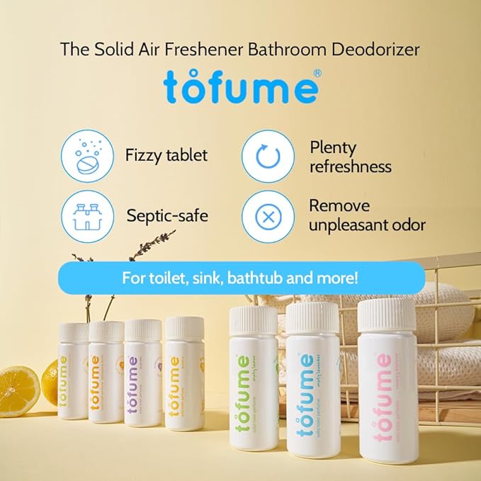 Effervescent Bathroom Air Freshener - Lemon Eucalyptus - Toilet Deodorizer, Bathroom Odor Eliminator, Toilet Freshener, Flushable Air Freshener Toilet Tablets, 1 Pack (30 Tablets)