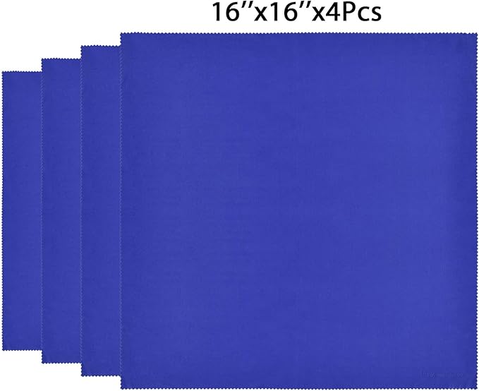 Wisdompro Extra Large 4-Pack Microfiber Cleaning Cloth For Laptop, LCD TV, Computer Screen, Monitor, Tablet, Camera Lens, Glass, Lenses, Phone, iPhone, iPad, other Delicate Surface - Blue (16x16 Inch)