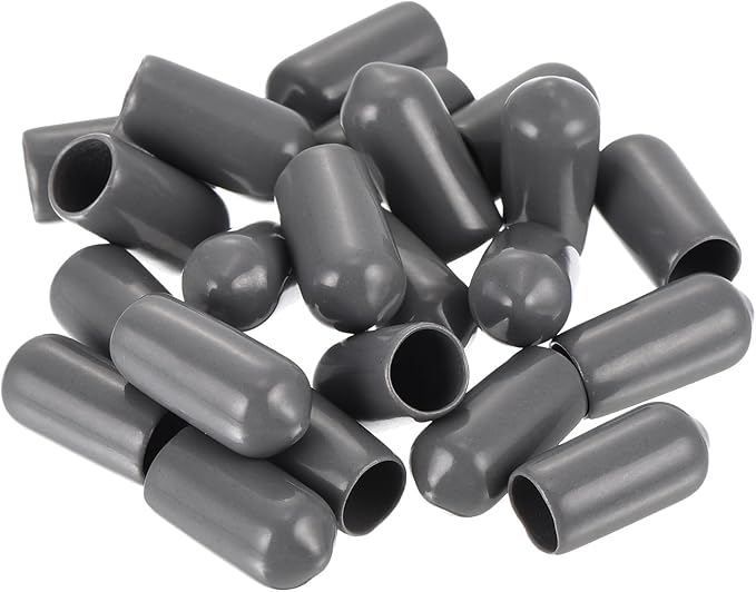 uxcell 20pcs Rubber End Caps 7mm(1/4") ID Vinyl PVC Round Tube Bolt Cap Cover Screw Thread Protectors Dark Grey