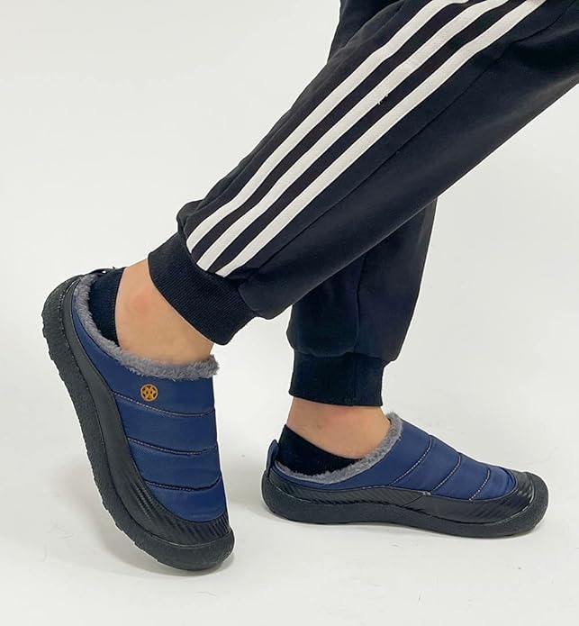Womens Mens House Slippers Slip on Snow Winter Warm Fully Fur Lined Slippers Indoor Outdoor Shoes