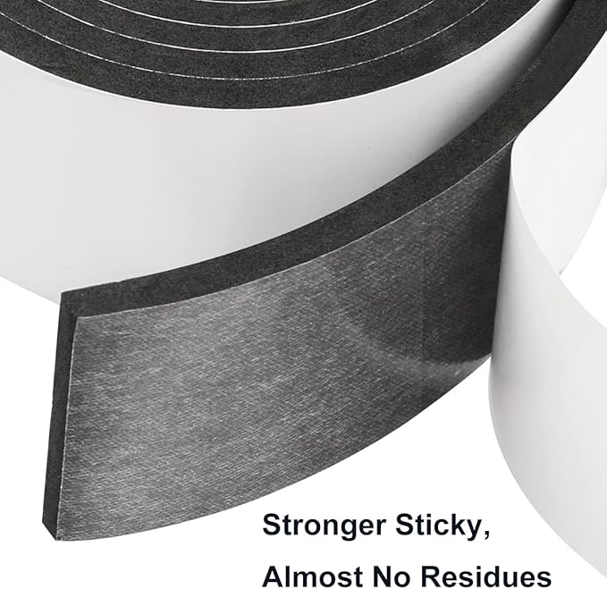 2 Rolls Seal Foam Tape, 2'' W x 1/4'' T Weather Stripping Close Cell Door Sealer, Single Sided Weather Strip, Total 13 Feet Long…