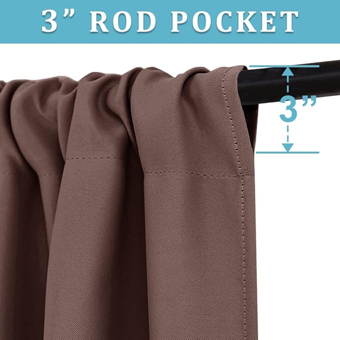 RYB HOME RV Curtains Blackout - Thermal Insulating Privacy Door Windows Camper Curtains for Kids Nursery RV Bunk Bedroom Windows Bathroom, Width 29 x Length 30, Chocolate Brown, 2 Pcs