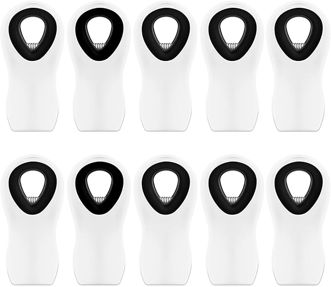 10 Pack Magnetic Chip Clips, Bag Clips, Food Clip, Plastic White Snack Clip with Magnet for Refrigerator