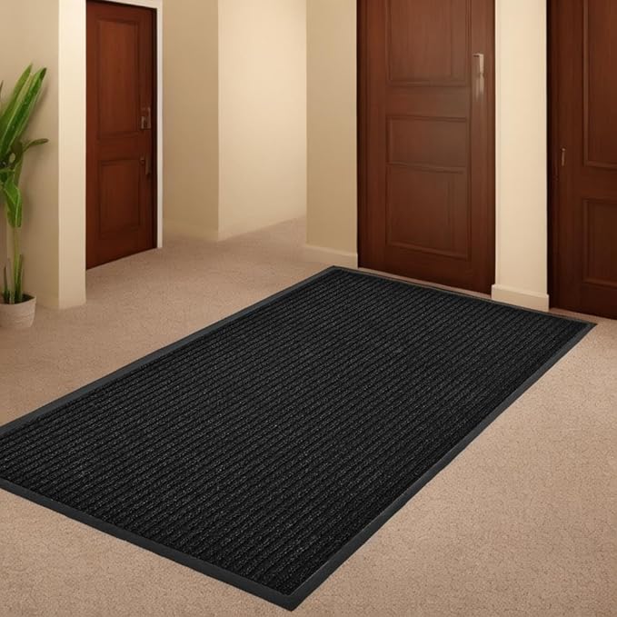 SRDDQLC Door Floor Mat Commercial Grade Large Size Heavy Duty Tough Entry Collection Slip Skid Entrance Mat with Rubber Backing Low Profile and Easy to Clean Indoor Outdoor Rug,3x6FT,Black