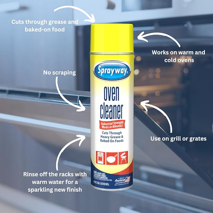 Sprayway Oven Cleaner Aerosol Spray, 20oz, Pack of 6 | Foaming Action, Cuts Through Grease & Baked-On Food | No Scraping, Works on Warm or Cold Ovens, Grills, Grates