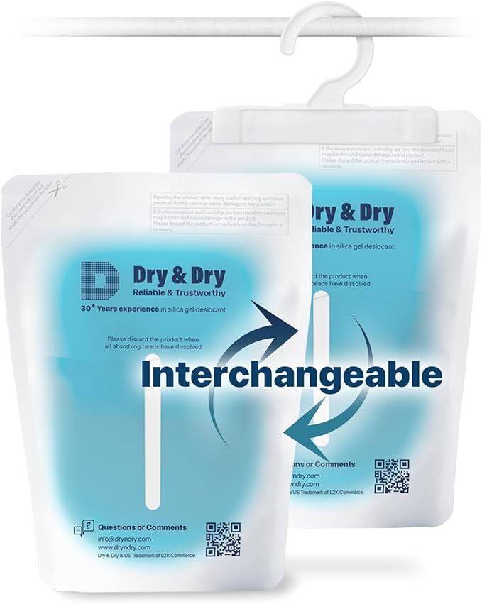 Dry & Dry 3 Packs Hybrid Moisture Absorbers & Musty Odor Eliminator Dehumidifier to Control Excess Moisture for Basements, Closets, Bathrooms, Laundry Rooms. Moisture Absorbers
