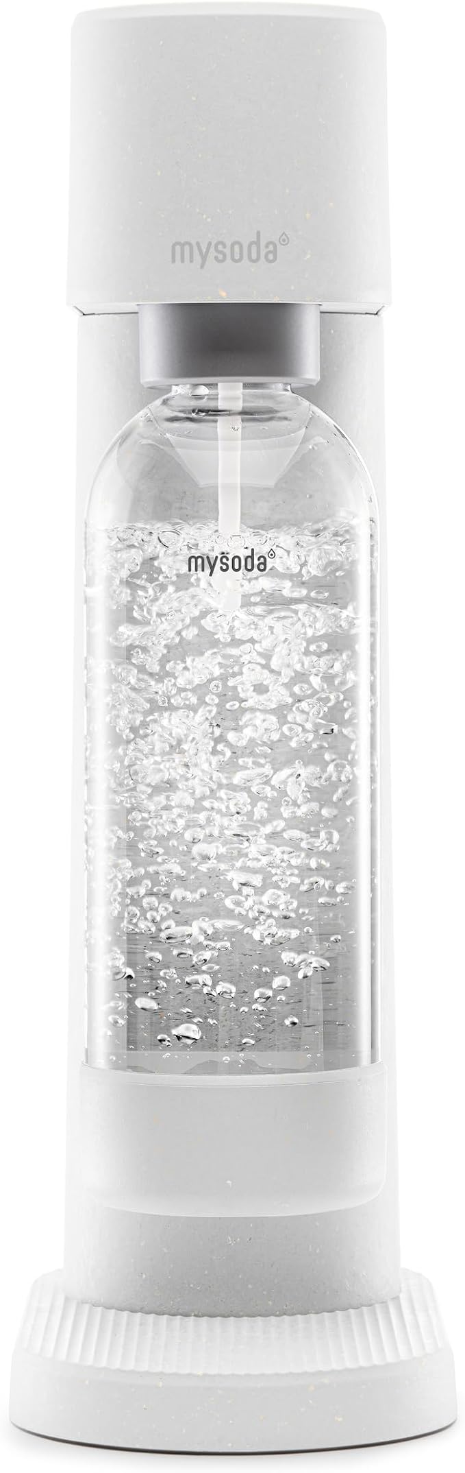 Mysoda Carbonating Bottles 2Pck 1L - Compatible with MySoda and any brands - Quick-Lock Reusable Bottles - Lid and Base Made of Wood Composite - BPA Free - White