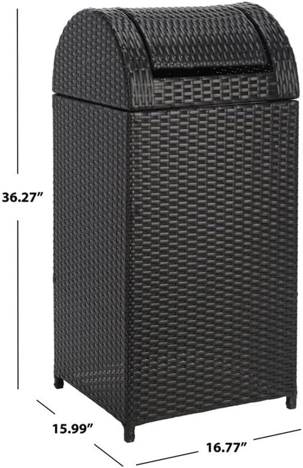 Safavieh Outdoor Collection Serapis Black Wicker Trash Bin