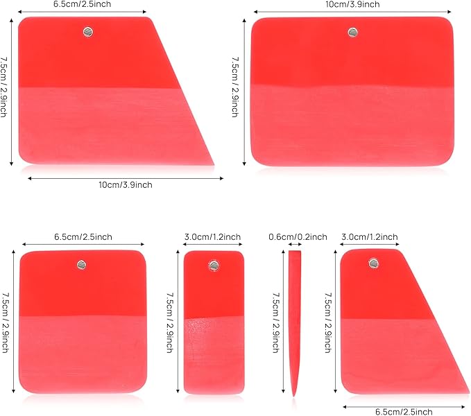 NEWISHTOOL 5 in 1 Magnet PPF Squeegee Kit with Packing Box, Different Sizes 80 Durometer Red TPU Rubber Magnetic Squeegee, Anti-Scratch Design PPF for Car Automotive Glass Window Tinting