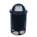COATEDOUTDOORFURNITURE RDT-DBL Heavy Duty 32 Gallon Round Trash Receptacle, Liner Included, Dark Blue with Black Dome, Made in America