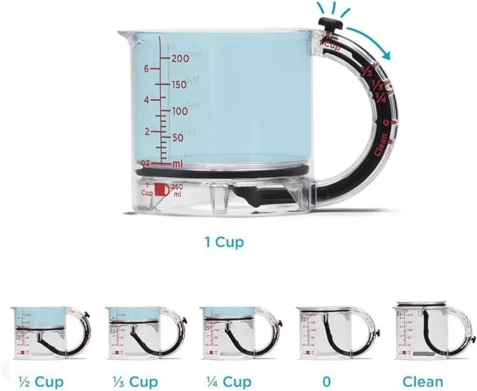All in One Adjustable Measuring Cup, Push Up Measuring Cup Solid and Liquid, Space Saving, Easy to Clean, Multifunctional Kitchen Measuring Cups for Preparation, Baking, and Cooking (2)