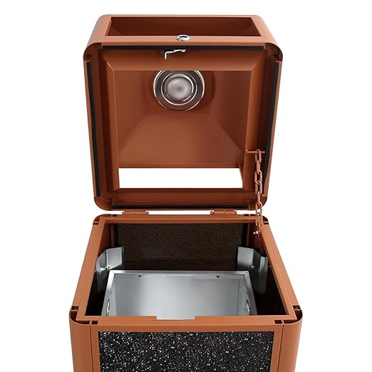 Square Waste Container with Dome Lid | Commercial Outdoor Garbage and Trash Container, Brown 15 Gallon