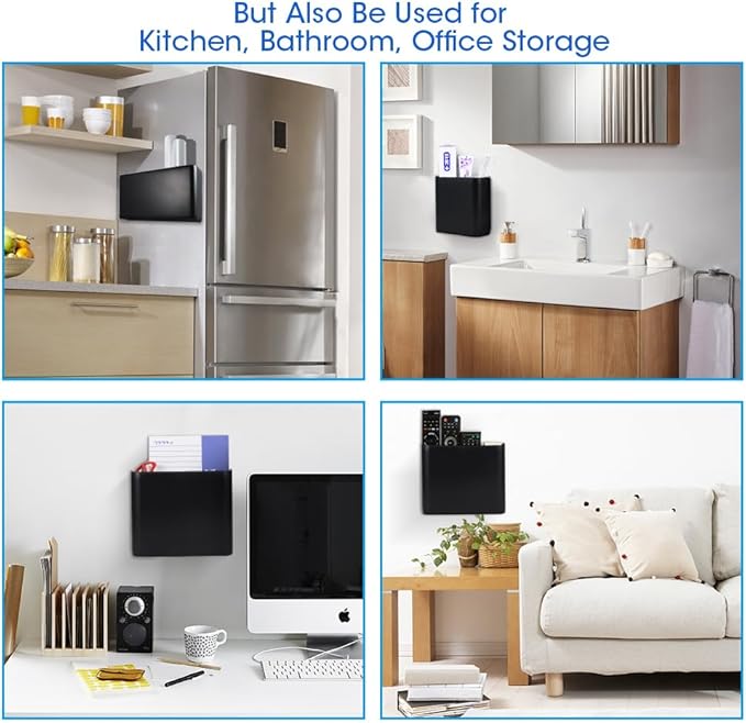 Picowe 3 PCS Magnetic Laundry Storage, Magnetic Storage Box for Laundry Room, Kitchen, Bathroom, Office, Space-Saving Trash Container Hanging on Dryer, Washer or Wall Mount Trash Bin (Black)
