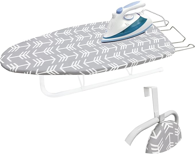 Tabletop Ironing Board with Folding Legs, Portable Small Ironing Board with Extra Thick Heavy Duty Cotton Padding Cover, Space Saving Mini Iron Board for Dorms, Laundry and Craft Room