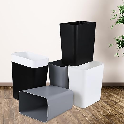 Zopnny 3-Pack 4.5 Gallon Plastic Small Trash Can Wastebasket, Slim Waste Basket for Bathroom, Bedroom, Home Office, Living Room, Kitchen (White)