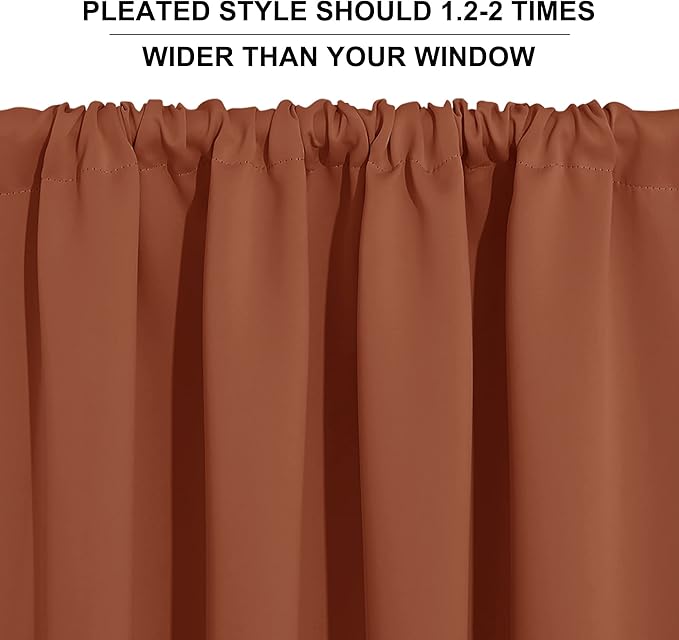 RYB HOME RV Curtains Blackout - Thermal Insulating Privacy Door Windows Camper Curtains for Kids Nursery RV Bunk Bedroom Windows Bathroom, Width 29 x Length 24, Burnt Orange, 2 Pcs