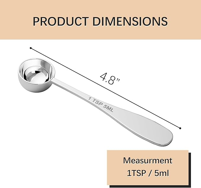 1PCS 1tsp(1/3tbsp, 5 ml) Single Measuring Spoon, Stainless Steel Individual Teaspoon, Metal Measure Scoop with Gift Box