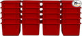 Wood Designs Cubby Storage Bin, Heavy Duty Plastic Containers for Kids Red Cubby Tray Set of 20