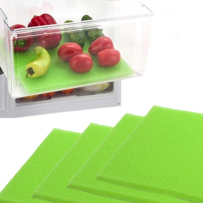Dualplex® Fruit & Veggie Life Extender Liner for Fridge Refrigerator Drawers, 12x15 Inches (4 Pack) – Extends The Life of Your Produce & Prevents Spoilage