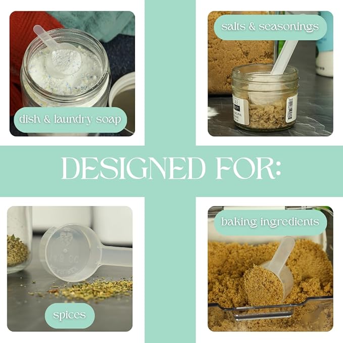 4 Pack – 1 Tablespoon Plastic Measuring Scoop – 14.8 cc / 14.8 ml / ½ oz. – Long Handled Scoop for Protein, Powders, Coffee, Milk Powder, Laundry Soap