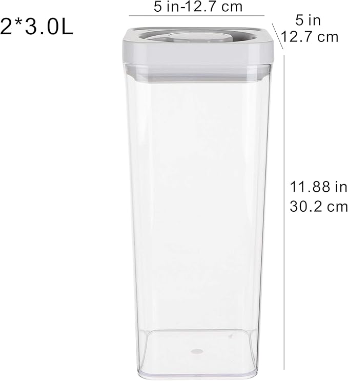 Amazon Basics Airtight Food Storage Containers, BPA Free, with Twist/Turn Lids, for Kitchen Pantry Organization, 10-Piece Square Set, Clear Plastic
