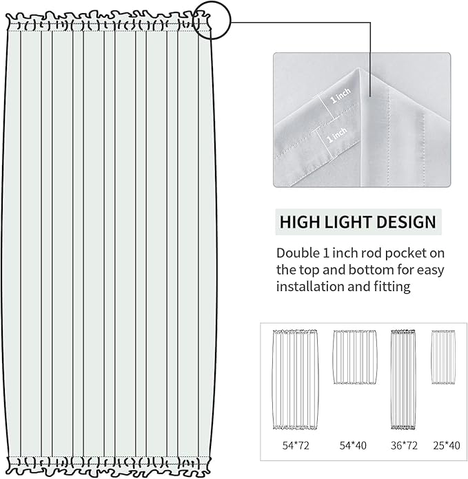 DWCN French Door Curtains – Rod Pocket Thermal Curtain for Doors with Glass Window, Kitchen and Patio Doors for Privacy, 36 X 72 Inches Long, 1 Curtain Panel with Tieback,Greyish White