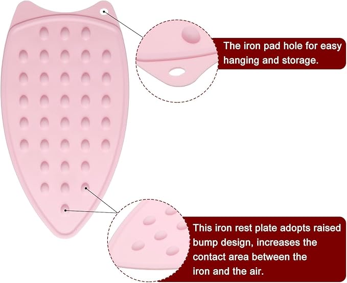HARFINGTON Silicone Iron Rest Pad, Multipurpose Iron Hot Resistant Mat Iron Rest Plate for Ironing Board Hot Heat Resistant Steam Compact Mat, Pale Pink