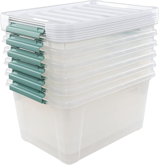 6-Pack 35 L Plastic Storage Box, Latch Storage Box with Lids
