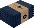Native Fab Cotton Kitchen Towel with Hanging Loop 16x26 inches, 6-Pack, Waffle Weave Kitchen Towels for Cleaning Drying, Washcloths Soft & Absorbent Cloth Rags, Bar Towel, Dish Cloth, Navy