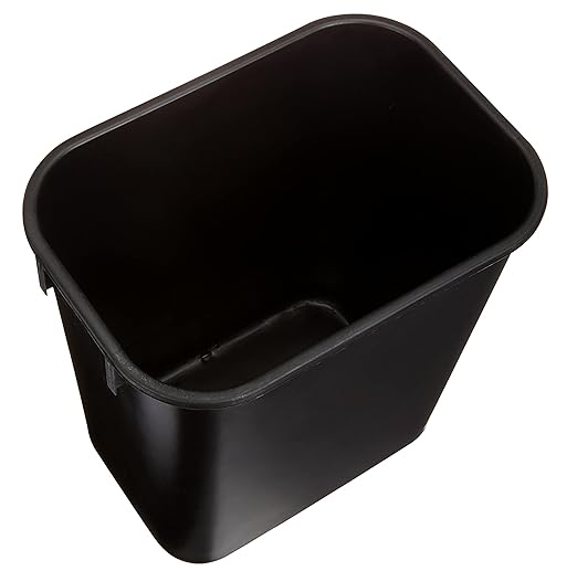 Amazon Basics Small Trash Can, Rectangular Commercial Office Wastebasket, 3 Gallon (Pack Of 6), Black (Previously AmazonCommercial brand)