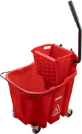 Carlisle FoodService Products Omnifit Mop Bucket with Side Press Wringer for Floor Cleaning, Kitchens, Restaurants, Office, And Janitorial Use, Polypropylene (Pp), 35 Quarts, Red