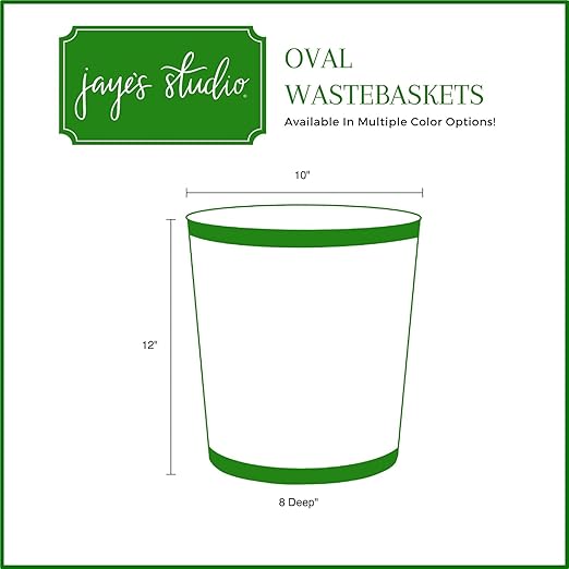 Jaye's Studio Mattie Oval Waste Basket for Bathroom Decorative, Gold Trim & Finish, Hand-Painted, Handcrafted Metal Wastebasket, Garbage Bin & Trash Bin for Bedroom, Office, 12" x 10" x 8" (Taupe)