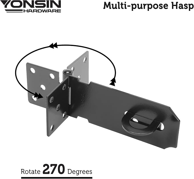 4" Door Padlock Safety Hasp Latch 2 Pcs, Door Hasp Clasp Lock Gate Shed Hasp Latch Lock for Door Window Cabinet Pet Cage Toolbox Shed Fence, 304 Stainless Steel, Matte Black Finish