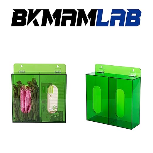 Wall Mounted Glove Dispenser, Hairnet Shoe Cover Dispenser，Acrylic Glove Box Holder, Green (for 2 Boxes)