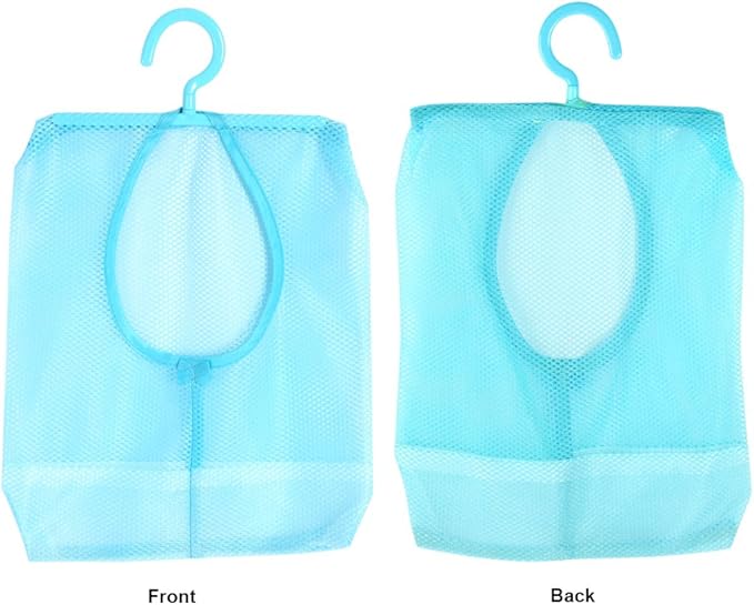 Clothespin Bag, Multi Purpose Hanging Mesh Storage Bag Clothespin Bag with Hanger for Socks Stockings Bra Underwear Bathroom(Blue)