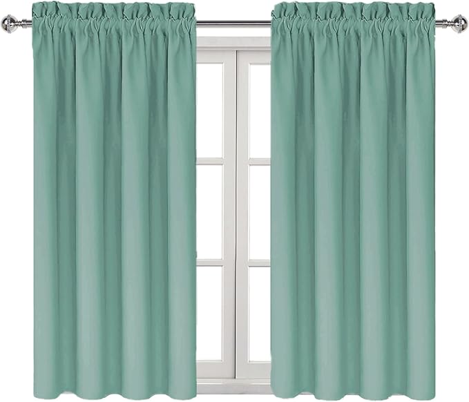 DWCN Blackout Curtains for Living Room Thermal Insulated, Energy Saving & Noise Reducing Bedroom Curtains, Sage Green, W 38x L 54 Inch, Set of 2 Rod Pocket Curtain Panels