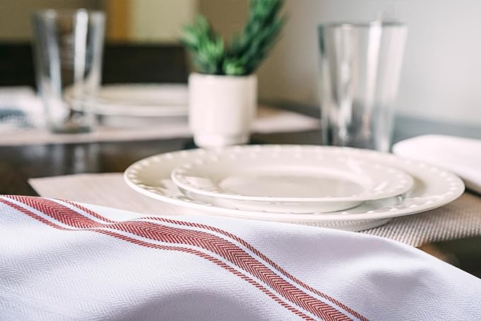 Dish Towels Set (Value Pack of 15) Size 15x25 Inch, 100% Cotton Soft & Absorbent Linen Kitchen Towels, Tea Towels, Reusable Cleaning Cloths for Household Cleaning (Red)