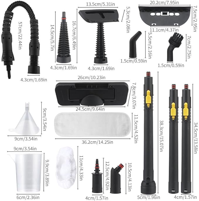 Steam Cleaner, Pressurized Handheld Mop Steam Cleaner for Home with 18 PCS Accessory & Safety Lock, Large Capacity Mop Steam for Cleaning, Car, Bathroom, Shower, Window, Grime, Grease - Yellow