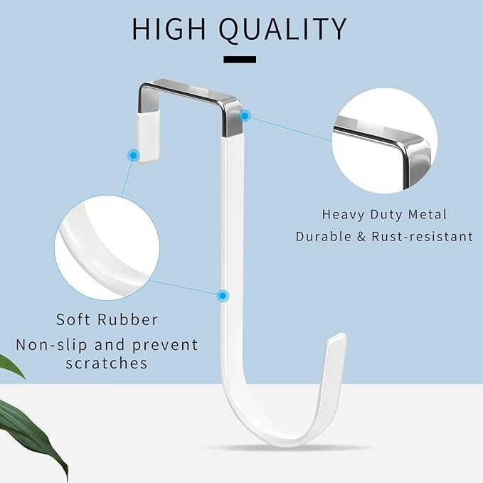 FYY 6PCS Over The Door Hooks, Door Hangers Hooks with Rubber Prevent Scratches Heavy Duty Organizer Hooks for Living Room, Bathroom, Bedroom, Kitchen Hanging Clothes, Towels, Hats, Bags Black+White