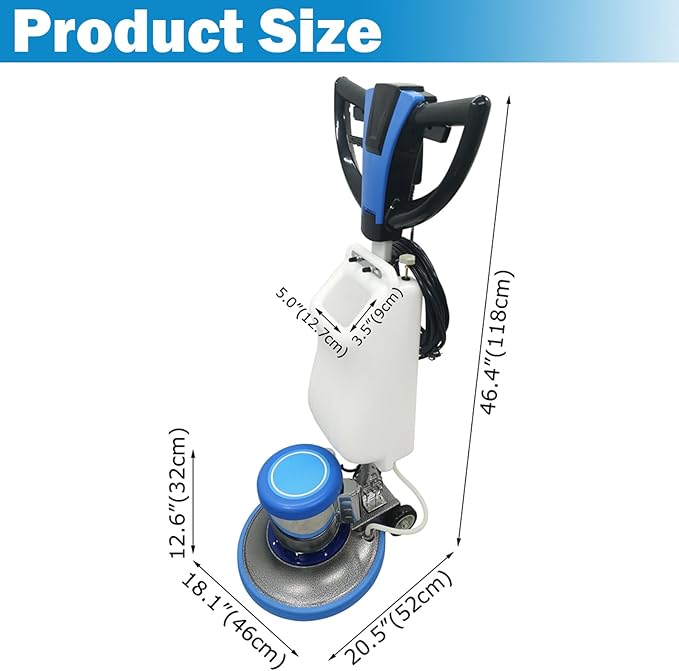 TECHTONGDA Floor Polisher Commercial Floor Buffer Scrubber Buffer Polisher Machine 17" Carpet Cleaning Machine Industrial Orbiter Floor Cleaning 175RPM with 3gal Tank and 3 Brush heads