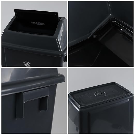 18 Gallon Plastic Trash Can with Swing Lid, 4-Pack Large Kitchen Swing-Top Garbage Can, Grey