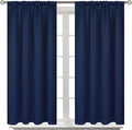 BGment Navy Blue Blackout Curtains 40 Inches Length for Bedroom - Short Thermal Insulated Drapes with Rod Pocket for Kitchen Cafe Bathroom Window Darkening Privacy, 42 x 40 Inch, 2 Panels