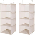 MAX Houser 4 Tier Shelf Hanging Closet Organizer, Closet Hanging Shelf with 2 Sturdy Hooks for Storage,2 Pack, Foldable (Beige)