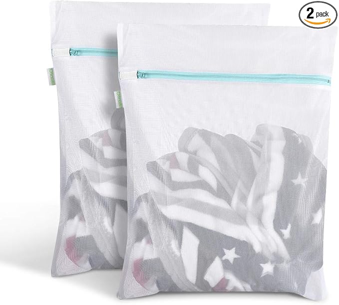 OTraki Mesh Washing Bags for Laundry 2 Pack 16 x 20 Inch Medium Mesh Bag Laundry Washer Delicates Lingerie Wash Machine Net Zipper Bag Heavy Duty Home Dorm Hotel Travel Storage Organizer, White