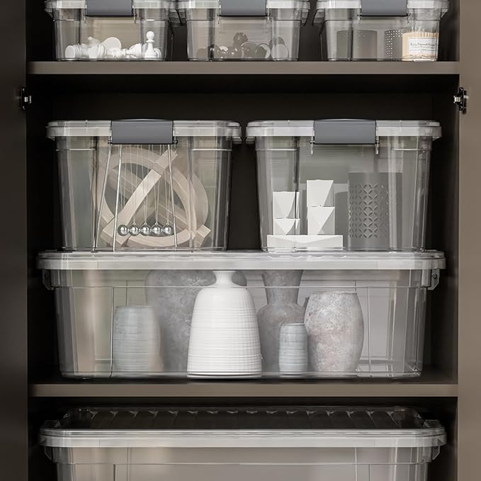 Superio Clear Storage Boxes with Lids, Plastic Container Bins for Organizing, Stackable Crates, BPA Free, Non Toxic, Odor Free, Organizers for Home, Office, School, and Dorm(13.7 Qt, 2 Pack)