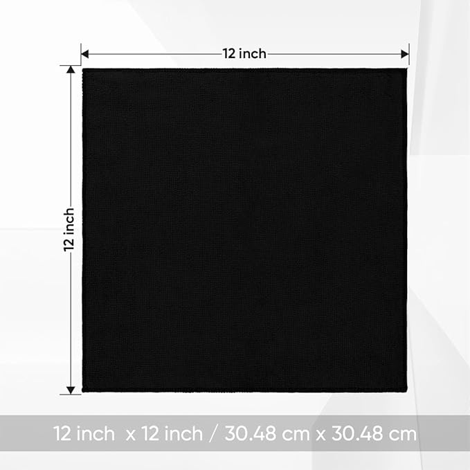 HOMEXCEL Black Washcloths 24 Pack, Highly Absorbent and Soft Microfiber Face Towel, Makeup Remover Towels, Multi-Purpose Wash Cloths for Bathroom, Hotel, Spa, Gym, and Kitchen, 12x12 Inch